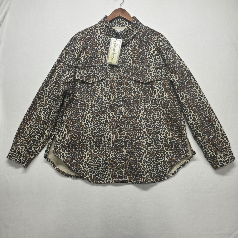Spoon Jeans Women's Leopard Print Button Up Shirt Jacket Size 1X‎ NWT